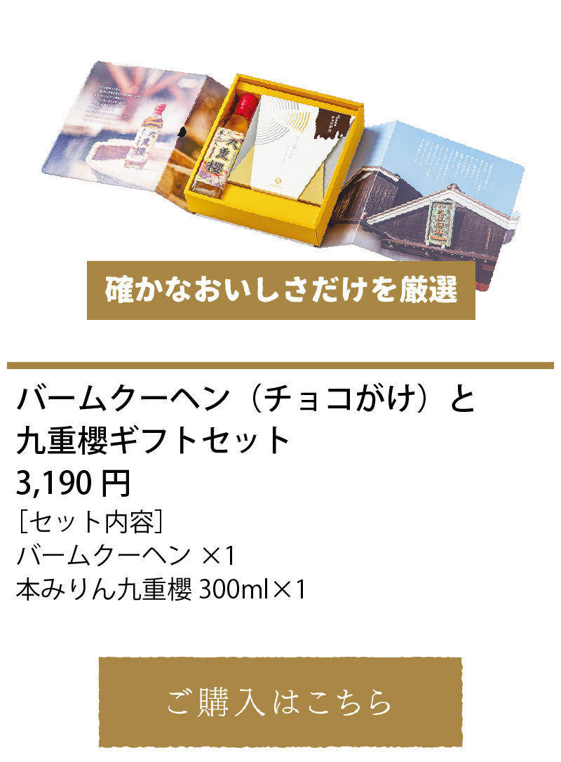 バームクーヘン（チョコがけ）と九重櫻ギフトセット