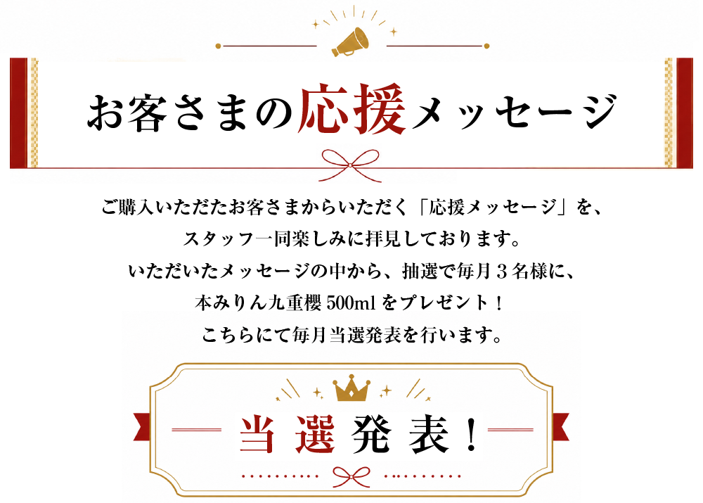 お客さまの応援メッセージ 当選発表！
