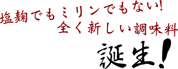 塩麹でもミリンでもない!全く新しい調味料誕生！